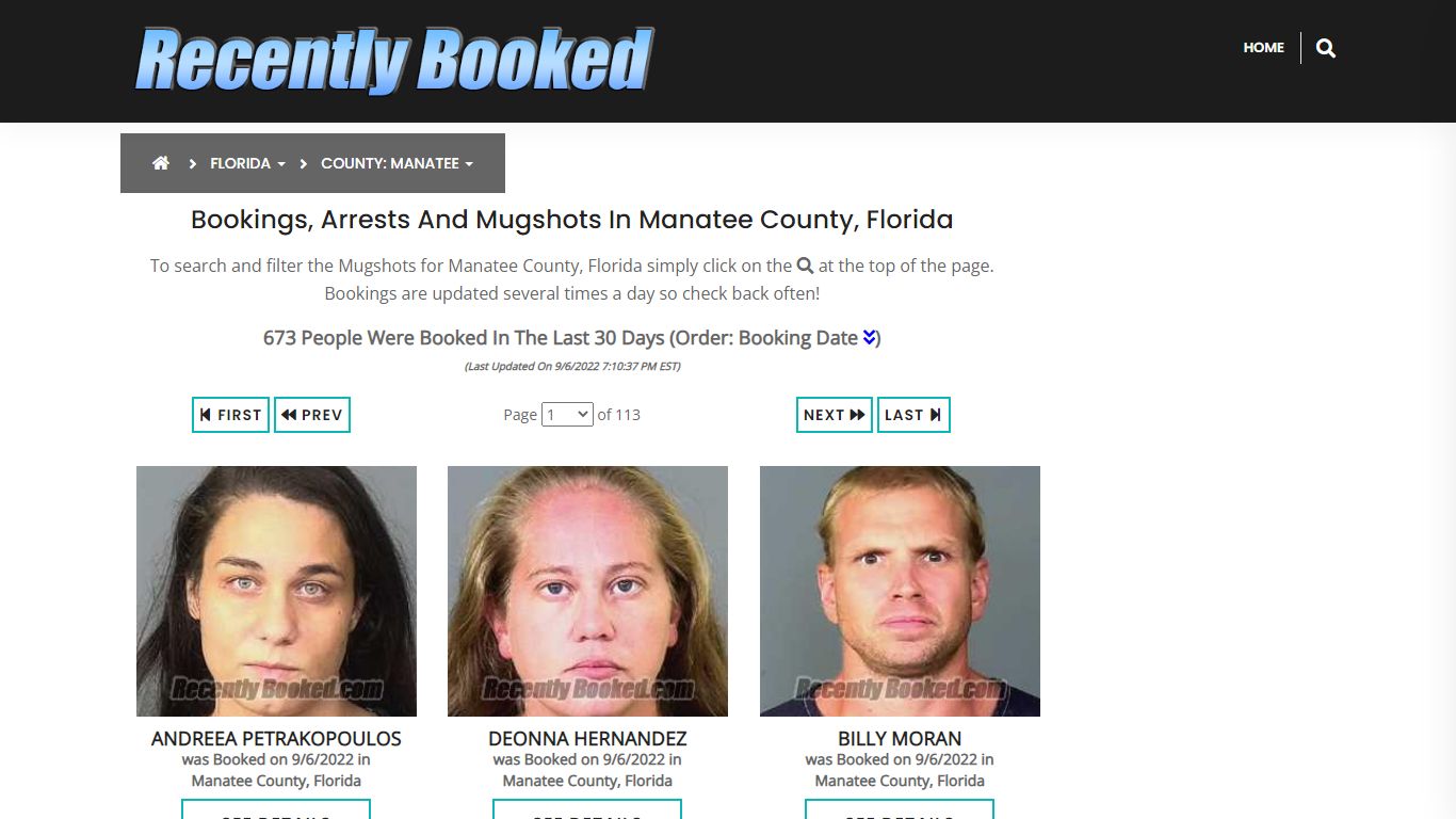 Recent bookings, Arrests, Mugshots in Manatee County, Florida